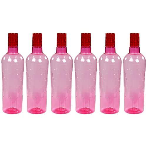 PEARLPET Nira- BPA-free Plastic Water Bottle Set of 6 Pcs, Each 1000ml, Red