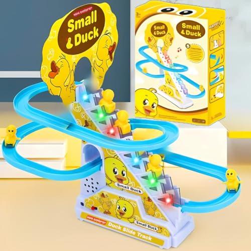 MiniExplorer Duck Track Toys for Kids – Stair-Climbing Escalator with Lights & Music, Includes 3 Small Ducks – Interactive Duck Track Slide Toy – Perfect Toddler Gift - MiniExplorer Toy