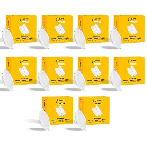 Jaquar Strella Slim 5W Round Recess Down Light – Cool White, Energy Efficient LED Ceiling Light for Home and Office (Pack of 10)