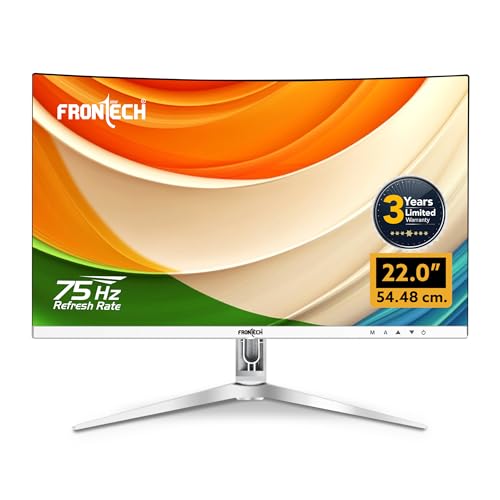 FRONTECH 22-inch (55.88cm), LED, FHD 1920×1080, 75Hz, White, 3500R Curved, Bezel Less Design, HDMI & VGA Ports Monitor (MON-0079C)