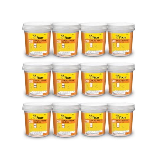 DR. FIXIT 201 Crack X Paste-1Kg, Ready to Use Filler for Internal & External Surface Cracks on Roofs, Walls - Flexible Putty With Excellent Bonding - Pack of 12, Acrylic - Dr. Fixit BISS