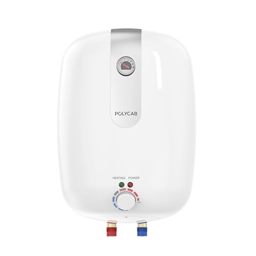 Polycab Elanza Dlx 4-Star, 25 litre, 2KW Electric Storage Geyser (Water Heater) For Home,Bathroom|Efficient Heating Element,Glasslined Coated Tank|Enhanced Safety, Temperature Control Knob【White】