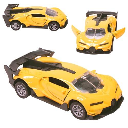 Toy Cloud 1:32 Bugatti Die Cast Metal Car Dashboard Toys Scale Model with Opening Doors Pull Back Cars Toys for 5 12 Years Kids Model Racing Kar Toy - Yellow - Toy Cloud Toy