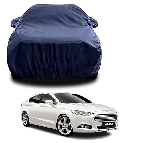 Sulfar 100% Water Resistant Car Body Cover Compatible with Mirror for Ford Mondeo (Triple Stitched, Full Bottom Elastic, Navy Blue)