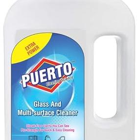 Puerto 1 Ltr (Pack of 4) Glass and Surface Cleaner Liquid Spray Refill|Glass Cleaner for Car, Kitchen and Home Surfaces | Multi Surface Cleaner - PUERTO Drugstore