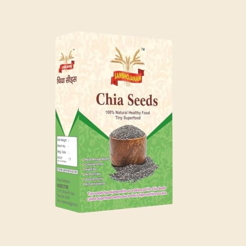 Sambhojanam Chia Seeds 200 Gram - 100% Clean Chia Seeds for Eating | Seeds for Weight Management | Rich in Calcium, Protein & Fiber | Healthy Snacks