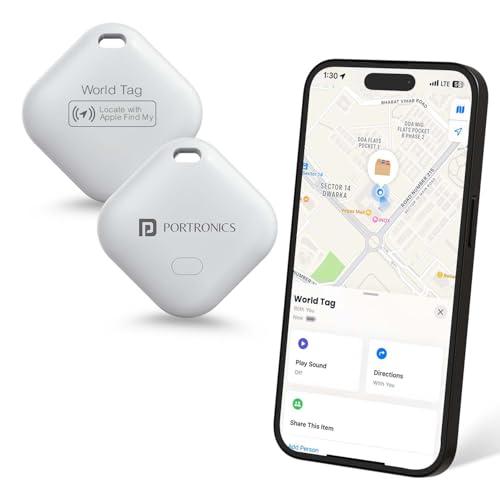 Portronics Worldtag Item Finder with Upto 1 Year Battery Life, Bluetooth Tracker,MFi Certified, Item Locater for Keys, Wallets, Luggage, Pets, Gadgets etc,Only iOS Compatible with Apple Find My App