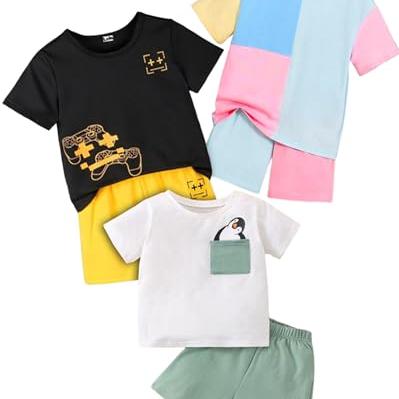 LOFN Stylish Printed Kids Clothing Set Pack Of 3 (KDST76SB-KDST43BL-14-KDST22GR) - LOFN Apparel