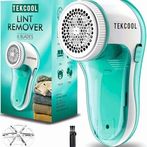 TEKCOOL Lint Remover for Clothes | Electric Fabric Lint Shaver for Sweater, Woolen Clothes and Blankets (6 Blades, 9000 RPM Motor) - TEKCOOL Kitchen