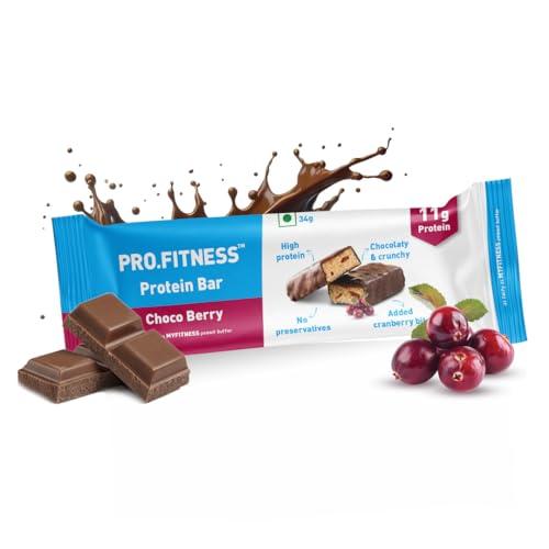 PRO.FITNESS Choco Berry Protein Bars | 11g Protein | No Added Sugar, No Preservatives, No Trans Fat | Healthy & Tasty Protein Bars | Pre-Post Workout Snack | Protein Chocolate Bars (34g x Pack of 6) - PRO.FITNESS Grocery