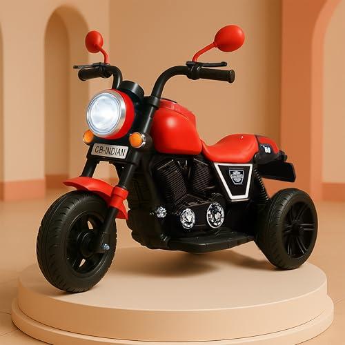 Kidsmate Urban Cruiser Electric Ride-On Bike for Kids | Stylish Chopper Design with LED Lights, Music & USB Bluetooth | 6V Battery-Powered Kids Motor Bike for Boys & Girls 1-5 Yrs - Red - Kidsmate Sports