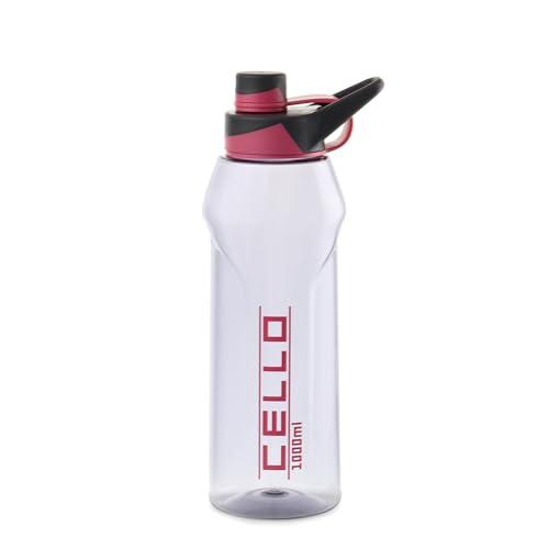 CELLO Fitbe Sipper Cap Water Bottle, 1000ml Black Pink | Food Grade, Leakproof, Easy to Carry | Sipper Drinking Water Bottle For Gym | Perfect For Fitness, Office, School, Sports & Outdoor Hydration - CELLO Kitchen
