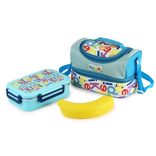 CELLO Kidzbee Series Mini Meal Set for Kids |1 Lunch with Banana and Attractive Jacket | Insulated Meal Carrier | Lunch Box Set for Kids | Blue