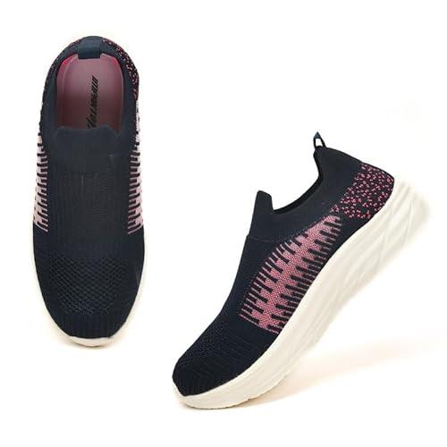 Impakto Women's Lightweight Slip-On Walking Shoes – Comfortable Running, Gym, Training & Casual Footwear for Women & Girls Navy - Impakto Shoes