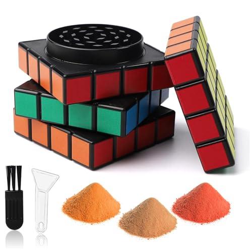 Spice Grinder, 58mm Grinder Cube Shape, 4 Layers Design Herb Crusher with Cleaning Shovel and Cleaning Brush Kitchen Tool for Herbs Spices - CartHome Kitchen