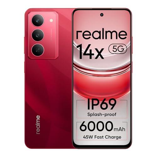 realme 14x 5G Smartphone 6+128GB red, 6.67-inch Screen, 120Hz Display, 6000mAh Battery, 80MP, MediaTek Dimensity 6300, ArmorShell Protection, IP69 - realme Wireless