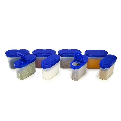 Happy Cove Modular Wonder Spice Shaker and Sprinkler Set | Airtight | Stackable | Leakproof | BPA Free | Kitchen & Pantry Storage | Set of 8 | 150ml (Blue) - Happy Cove Kitchen