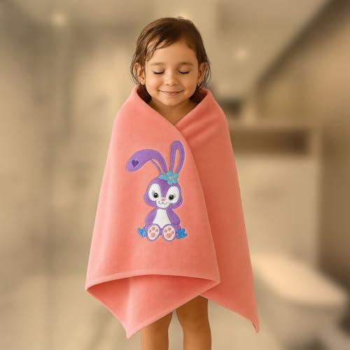 Comforic Microfiber Baby Bath Towel for Boys & Girls | Ultra Soft, Quick Dry, Super Absorbent Unisex Kids Bath Towels | Baby Towels Newborn & Toddler with Cartoon Print | 70x140 cm (Pink, Pack of 1) - Comforic Home