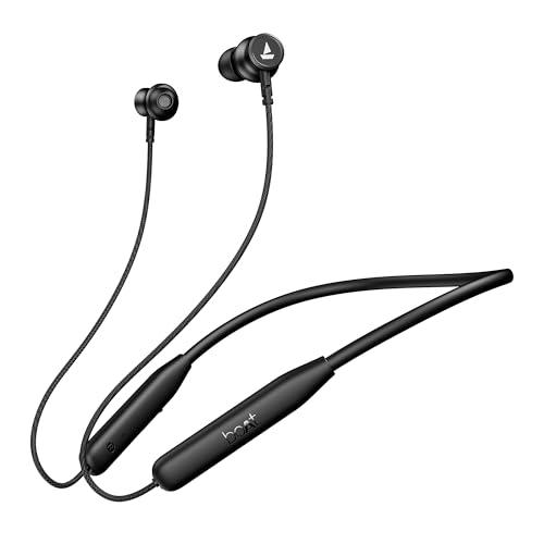 boAt 2025 Launch Rockerz 113, 40H Battery, Dual Pair, Fast Charge, ENx Tech, Stream Ad Free Music via App Support, Magnetic Buds, Bluetooth Neckband, Wireless with Mic in Ear Earphones (Active Black) - boAt Electronics