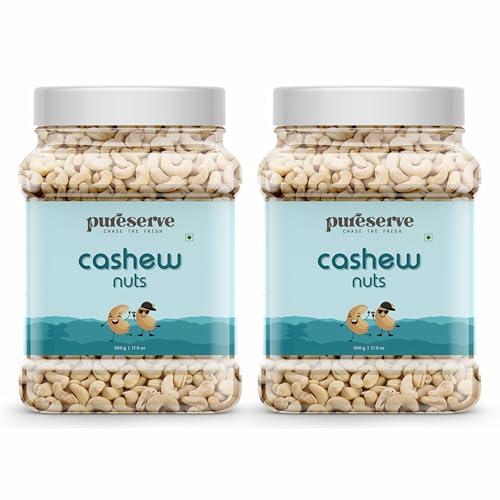 Pureserve Premium Whole Cashews 1Kg (500g*2) - Super Crunchy & Naturally Sweet | Rich in Protein & Healthy Fats | Ideal for Snacking, Cooking & Gifting | Vegan & Gluten-Free - Pureserve Grocery