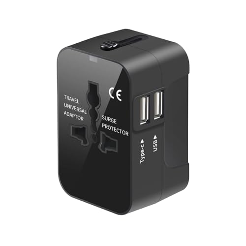 Humble Universal Travel Adapter with Dual USB Charging Ports, International All in One Worldwide Travel Adapter and Wall Charger with Dual USB 2.4A, Works in 150+ Countries, Travel Charger (Black)
