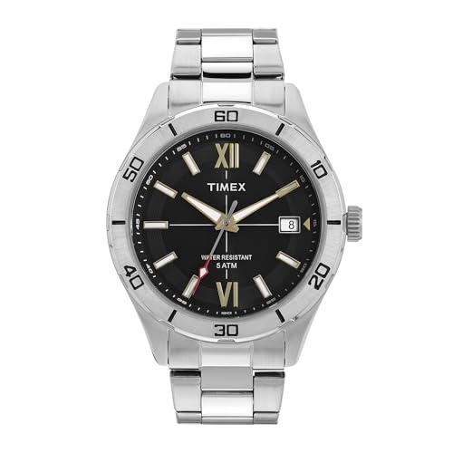 TIMEX Analog Watch for Men with Black Dial & Silver Stainless Steel Bracelet Band - Water Resistant Men's Wrist Watches -TWEG295SMU06 - TIMEX Watch
