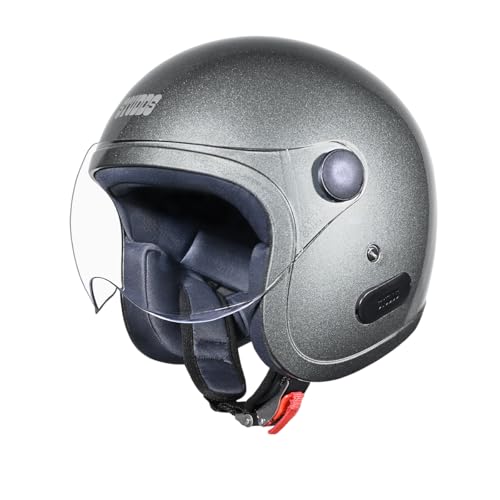 Studds Jet Open Face ISI Certified Helmet with Chopper Visor Gun Grey – M