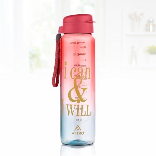 ATTRO Plastic Sports Buddy Deluxe Water Bottle BPA-Free with Leak-Proof Flip-Top Cap, Dual-Color for Gym, School, Office & Outdoor Use Red Blue 800ml - ATTRO Kitchen