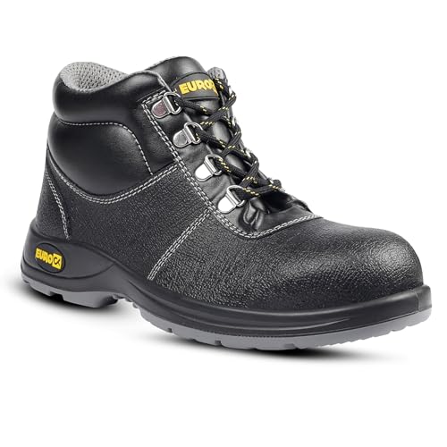 Eurock Hi Ankle Safety Shoe TROY | 200J Steel Toe, DD-PU Anti-Skid Sole, Anti-Static, Heat, Water & Oil Resistant | Size 08 UK/INDIA