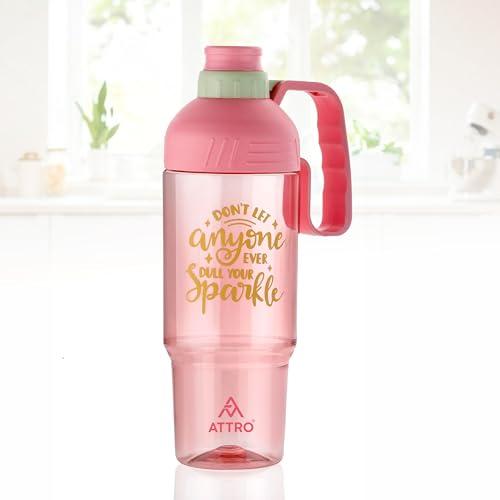 ATTRO My Cup Tumbler Plastic Water Bottle with Handle, BPA-Free, Leak-Proof, Ideal for School, Gym, Office, Travel & Daily Use – Pink- 1000ml - ATTRO Kitchen