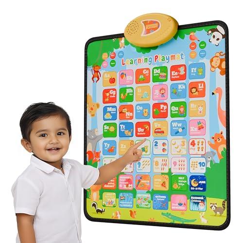 Lifelong Cuppy Bilingual Talking Playmat for Kids (3+ Years), Alphabet & Number Learning Mat, 5 Modes – English & Hindi Words, Spelling, Animal Sounds, Music, Quiz, Touch-Activated, Safe & Easy Clean - Lifelong Toy