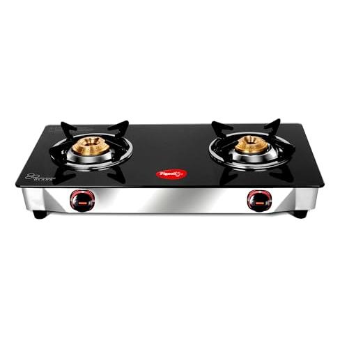 Pigeon Favourite 2 Burner Gas Stove | Auto Ignition | Brass Burner | Toughened Glass | 2 year Warranty - Pigeon Kitchen