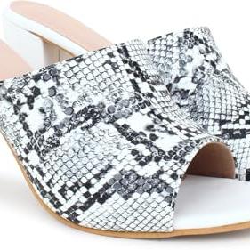 Action Patent Leather Sandals| Pattern| Transparent Block Heel| Ankle Strap_WhiteSnake_5 - ACTION Signora Shoes