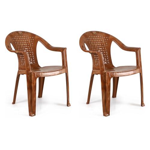 CELLO Unique Chair Set of 2, Sandalwood | Unbreakable, Durable & Strong |Blended PP Material, Easy to Clean |Plastic Chair for Living Room, Home & Office | 3 Years Warranty – Manufacturing Defects