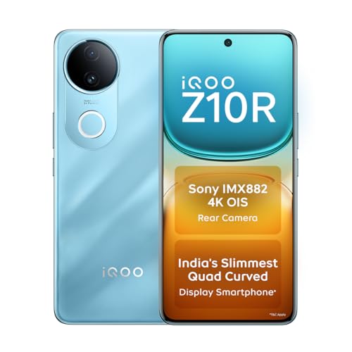 iQOO Z10R 5G (Aquamarine, 8GB RAM, 128GB Storage) | 32MP 4K Selfie Camera | Quad-Curved AMOLED Display | Dimensity 7400 Processor with 750K+ AnTuTu