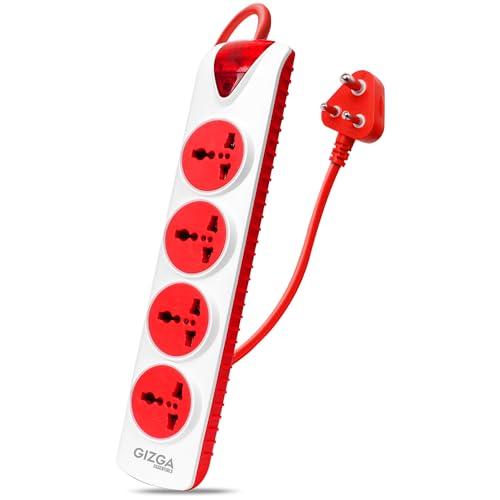 Gizga Essentials 1500W/6A Multi Plug Extension Board with 4 Universal Sockets for Office & Home Appliances, Fuse Protector, Power Indicator, 1.5M Cord, Durable Switch, Flame Retardant Material