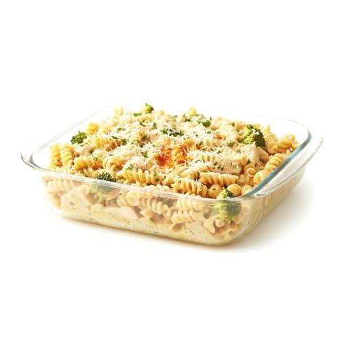 Amazon Brand - Solimo Baking Dish, Safe for Use in Microwave, Oven and Dishwasher (Rectangle, 1700 Ml) - Glass, 1700 ML - Amazon Brand - Solimo Kitchen