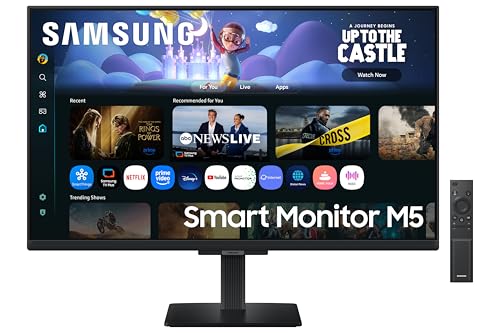 Samsung 27″ M5 Smart Monitor with Smart TV Experience|FHD 1920 x 1080|Screen Mirroring|IPS Panel TV Plus|Speakers|Adaptive Sound|Wi-Fi|HDMI|Bluetooth|LS27FM500EWXXL|Black
