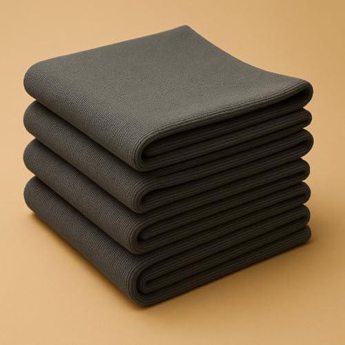 EUFLORIA Microfiber Cloth - 40×40-340 GSM Grey, Thick Lint & Streak-Free Multipurpose Cloths - Automotive Microfibre for Car Cleaning Polishing Washing & Detailing (Pack of 4) - EUFLORIA Lawn & Patio