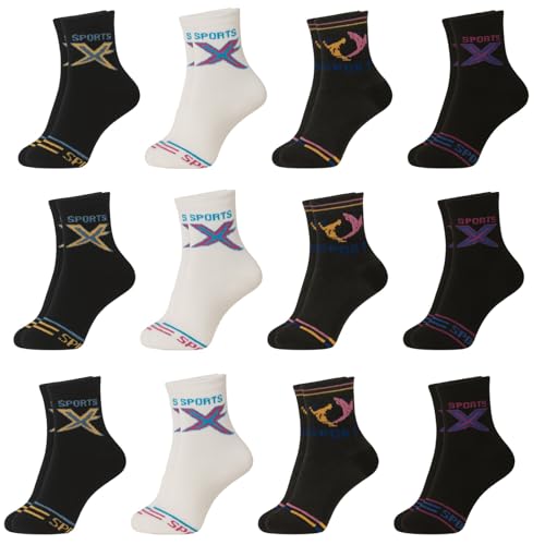 Btag Sports Ankle Socks for Men & Women – Breathable, Sweat-Absorbent, Athletic Socks for Running, Gym, Cycling - Pack of 12