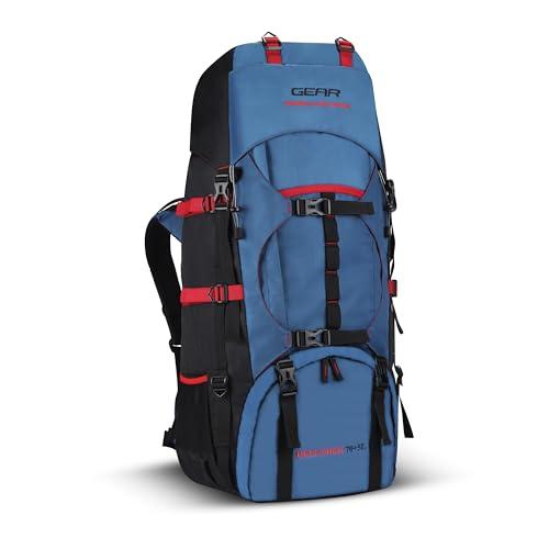 Gear Pioneer Travel 75L Extra Large Water Resistant Rucksack/Travel bag/For Men & Women(Blue – Black)