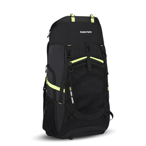 Gear Hiker 65L Extra Large Water Resistant Rucksack/Travel bag/For Men & Women(Black – Green)