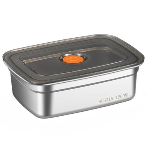 Elvana Fridge Storage Box 316 Stainless Steel Food Container | 1200 ML Leakproof Lunch Box | Food Grade, Freshness Locking, Freezer & Microwave Safe Kitchen Organizer (1 Pc) - Elvana Kitchen