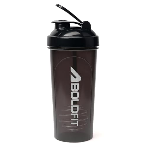 Boldfit Gym Shaker For Protein Shake Leakproof Shaker Bottles For Supplements, Pre-Workout & BCAA, Protein Shake Bottle, Gym Bottle For Men And Women Black – 700 ml Vortex