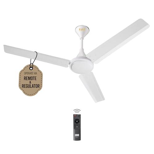 KUHL Fest B1 1200MM Power Saving BLDC Ceiling Fan | 28W | Saves Upto 65% Electricity | BEE 5 Rated & ISI Marked | High Air Flow | Stylish Design | Remote & Regulator Operated | White - KUHL Kitchen