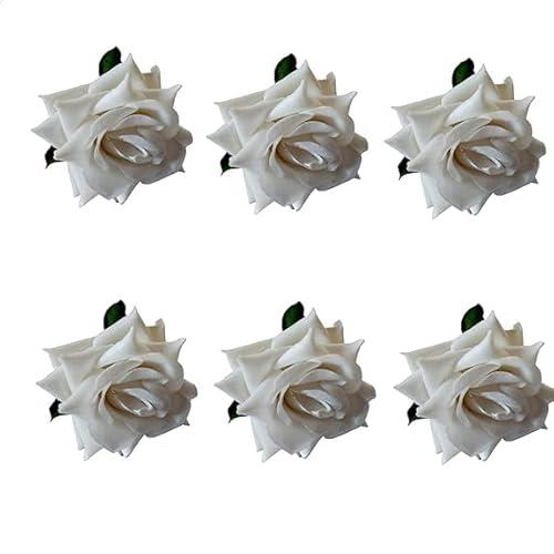 Artificial Rose Tiktok Hairpin - Pack of 6, Suitable for Indian Wedding, Stylish Women Hairstyle, Hair Accessories for Girls and Women - Pack of 6 (White) - Simran Handicrafts Beauty