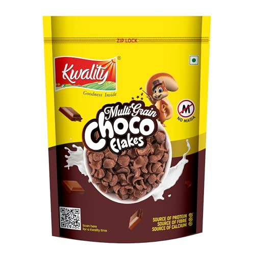Kwality Choco Flakes 375g | Made with Whole Wheat | Zero% Maida, Source of Protein | Fibre, Richness of Chocolate