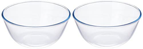 Amazon Brand - Solimo Borosilicate Glass Mix Bowl | Set of 2 | 2,650 ML Each | Transparent