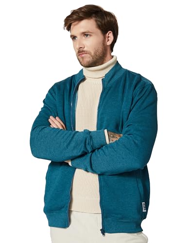 Amazon Brand - Symbol Men's Cotton Blend Banded Collar Sweat shirt (AW18MNSSW03_Fog Teal Mel_M_Fog Teal_M)