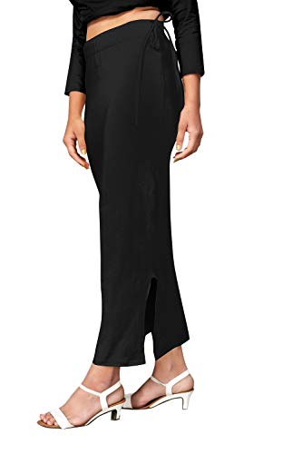 Mehrang Stretchable Saree Shapewear Petticoat with Ropes, Cotton Blended,Petticoat,Skirts for Women,Shape Wear Dress for Saree Black